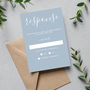 True Simplicity 1 Ice Blue Minimal Wedding RSVP Card