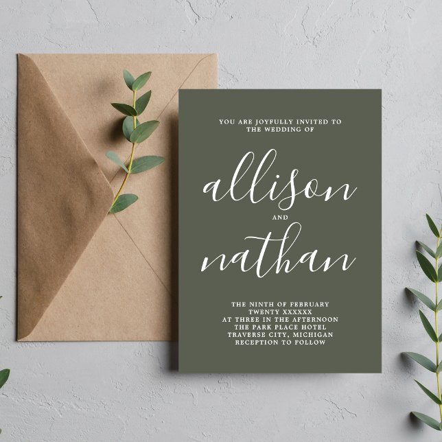 True Simplicity 1 Rosemary Minimalist Wedding Invitation (Creator Uploaded)