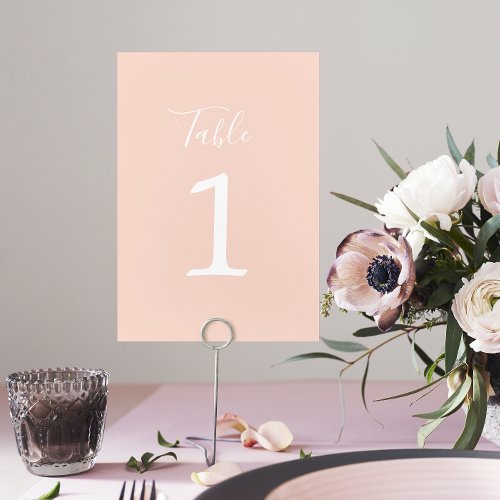 True Simplicity 1 Wedding Blush Table Number