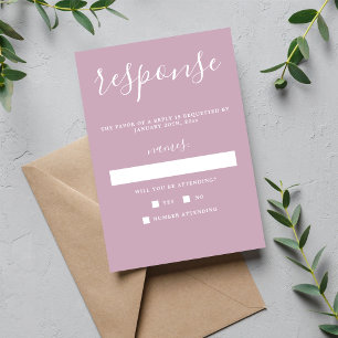 True Simplicity 1 Wisteria Purple Minimal Wedding RSVP Card