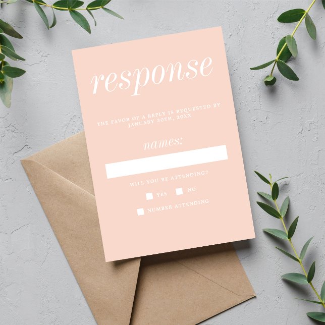 True Simplicity 2 Blush Simple Minimalist Wedding RSVP Card (Creator Uploaded)