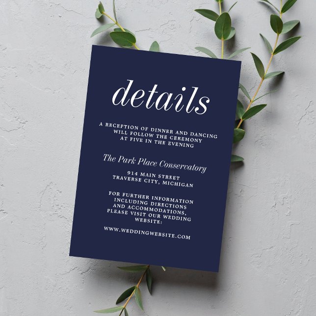True Simplicity 2 Dark Navy Blue Minimal Wedding Enclosure Card (Creator Uploaded)
