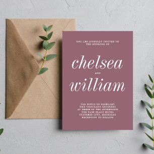 True Simplicity 2 Dusk Mauve Minimalist Wedding Invitation
