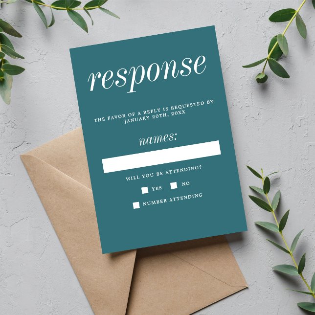 True Simplicity 2 Gulfstream Minimalist Wedding RSVP Card (Creator Uploaded)