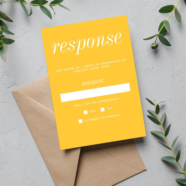 True Simplicity 2 Marigold Minimalist Wedding RSVP Card (Creator Uploaded)