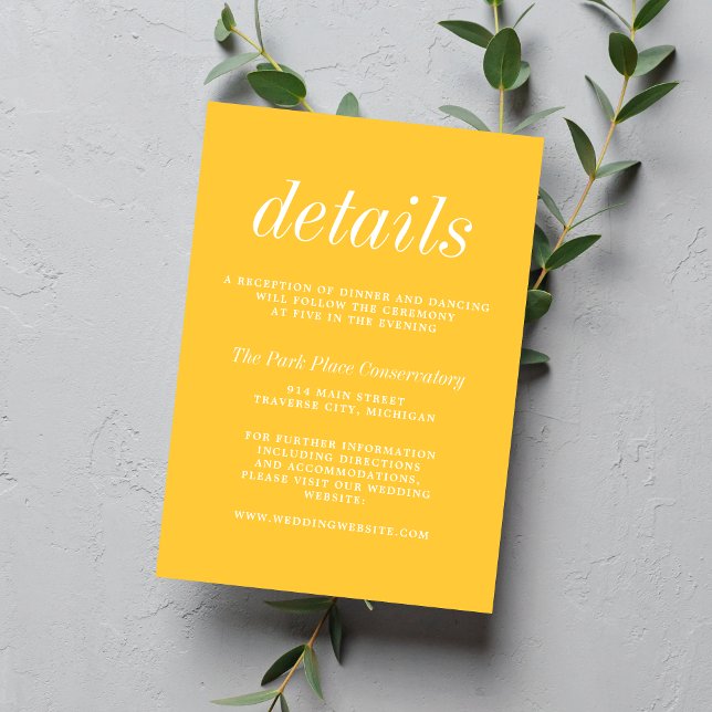 True Simplicity 2 Marigold Yellow Minimal Wedding Enclosure Card (Creator Uploaded)
