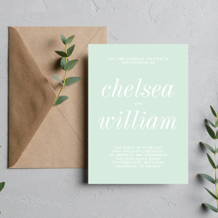 True Simplicity 2 Mint Green Minimalist Wedding Invitation
