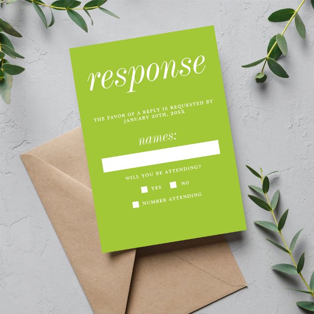 True Simplicity 2 Spring Green Minimalist Wedding RSVP Card (Creator Uploaded)