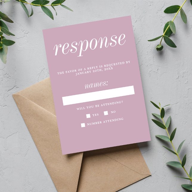True Simplicity 2 Wisteria Minimalist Wedding RSVP Card (Creator Uploaded)