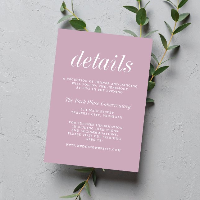 True Simplicity 2 Wisteria Purple Minimal Wedding Enclosure Card (Creator Uploaded)