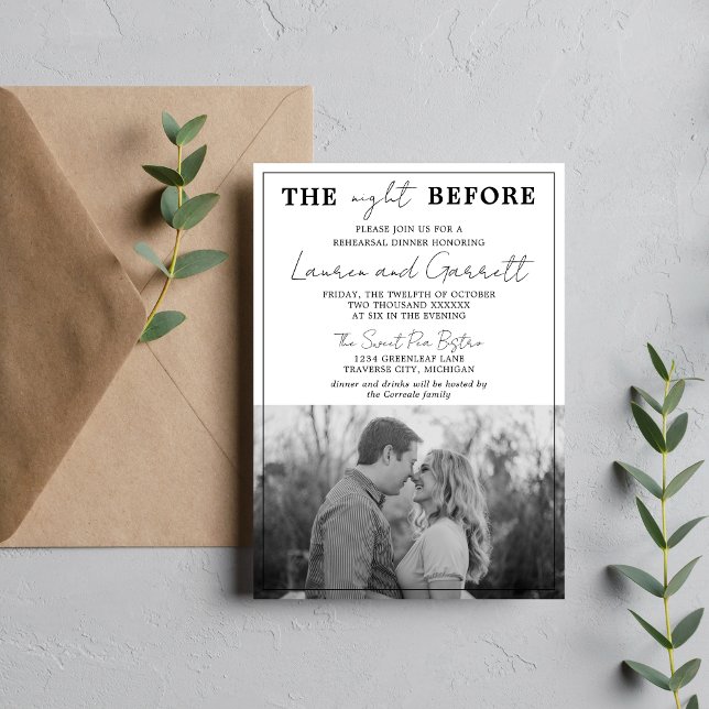 True Simplicity 3 Black and White Rehearsal Dinner Invitation (Creator Uploaded)