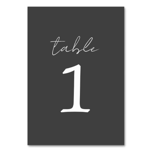 True Simplicity 3 Charcoal Wedding Table Number