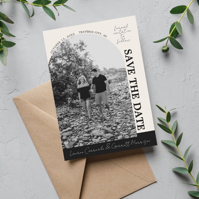 True Simplicity 3 Modern Beige & Black Save The Date (Creator Uploaded)