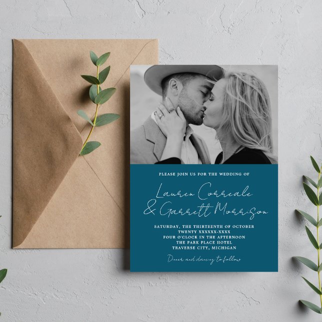 True Simplicity 3 Modern Neptune Photo Wedding Invitation (Creator Uploaded)
