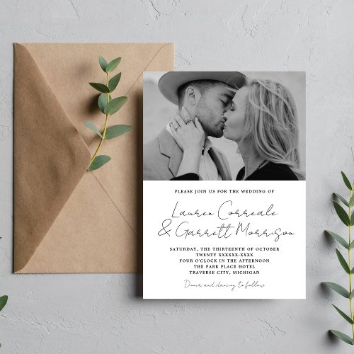 True Simplicity 3 Modern Photo Wedding Invitation