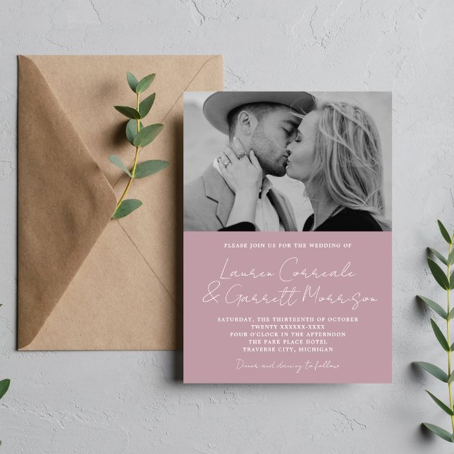 True Simplicity 3 Modern Vintage Photo Wedding Invitation (Creator Uploaded)