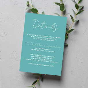 True Simplicity 3 Script Minimal Caribbean Wedding Enclosure Card