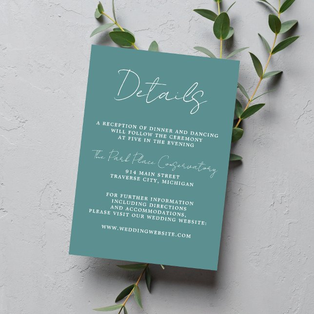 True Simplicity 3 Script Minimal Duck Egg Wedding Enclosure Card (Creator Uploaded)