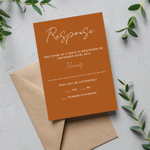 True Simplicity 3 Script Minimal Terracotta RSVP Card