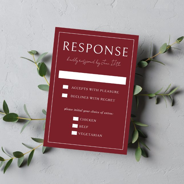 True Simplicity 4 | Burgundy | Wedding RSVP Card (Creator Uploaded)