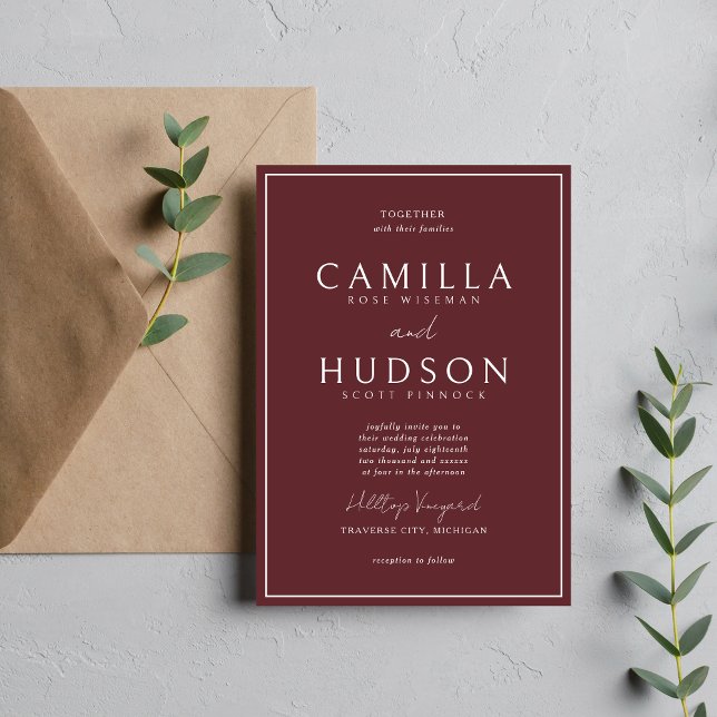 True Simplicity 4 | Deep Burgundy | Wedding Invitation (Creator Uploaded)