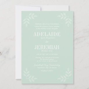 True Simplicity 6 Mint Floral Wedding Invitation