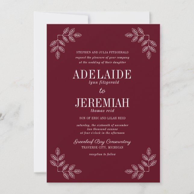 True Simplicity 6 Rosewood Floral Wedding Invitation (Front)