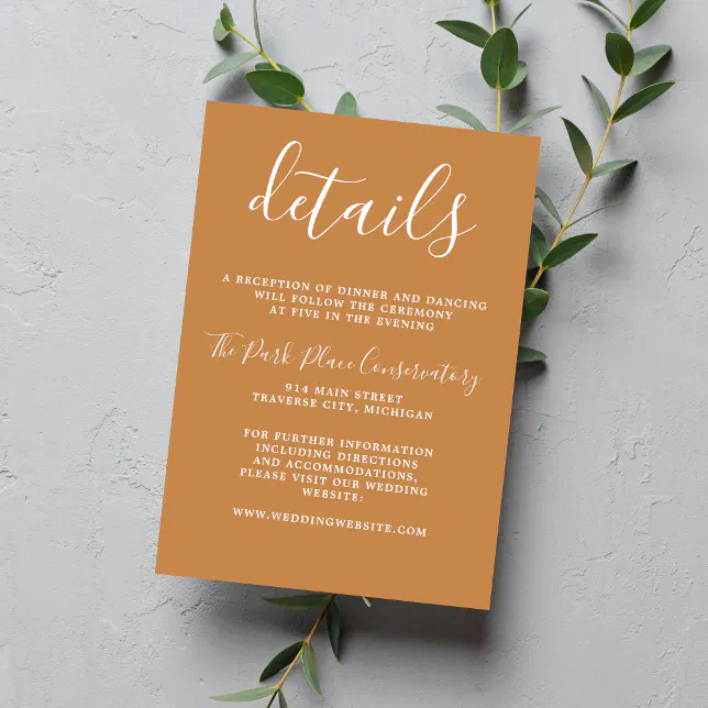 True Simplicity Apricot Chic Minimalist Wedding Enclosure Card | Zazzle