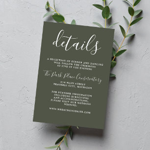 True Simplicity Camo Green Chic Minimalist Wedding Enclosure Card