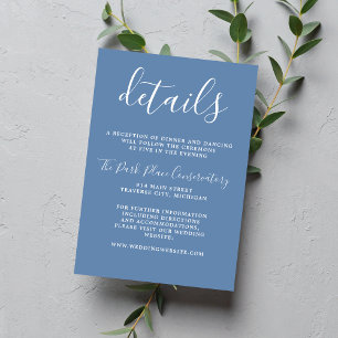 True Simplicity Denim Blue Chic Minimalist Wedding Enclosure Card