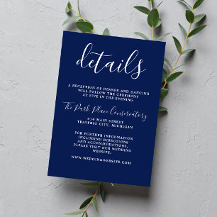True Simplicity Ink Blue Chic Minimalist Wedding Enclosure Card