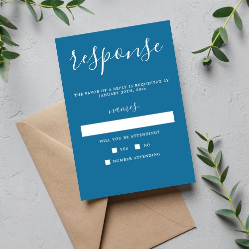 True Simplicity Winter Blue Minimal Wedding RSVP