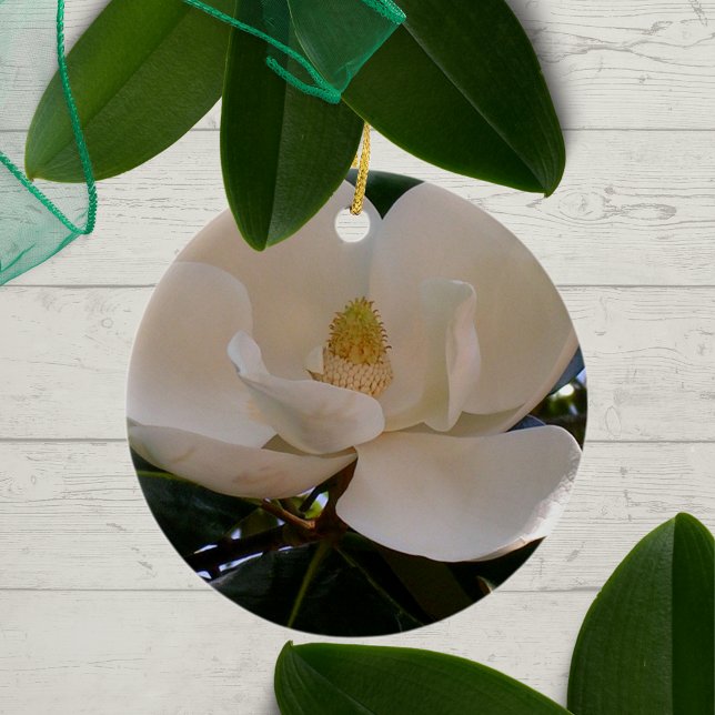 True Southern Magnolia Bloom Ceramic Ornament (Creator Uploaded)