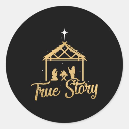 True Story Advent Nativity Scene Classic Round Sticker