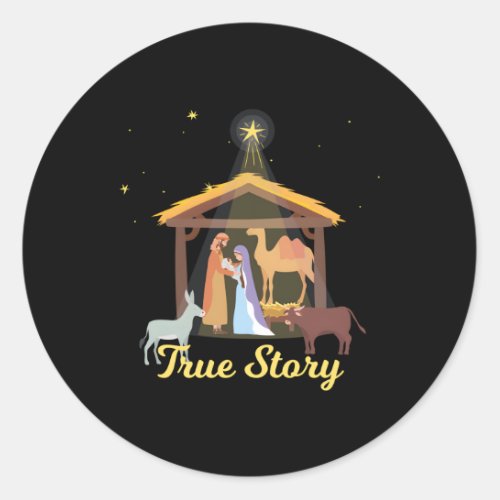 True Story Advent Nativity Scene North Star Classic Round Sticker