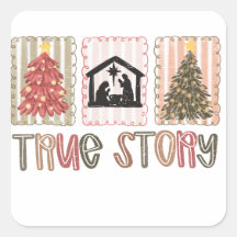 True Story Christmas Square Stickers