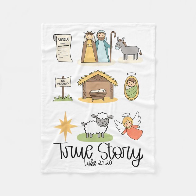 True Story Jesus Nativity Christian Christmas  Fleece Blanket (Front)