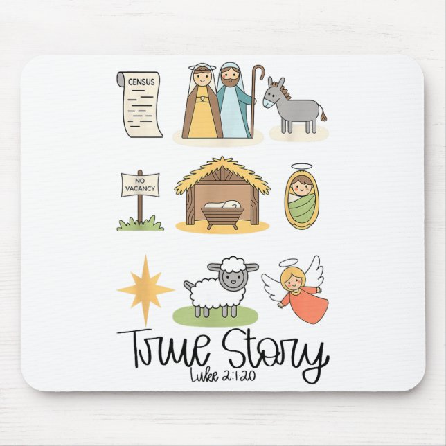 True Story Jesus Nativity Christian Christmas  Mouse Pad (Front)