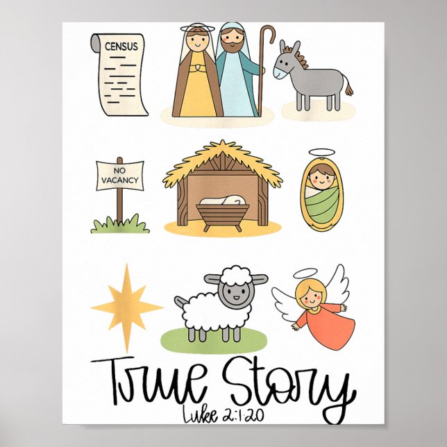 True Story Jesus Nativity Christian Christmas  Poster (Front)