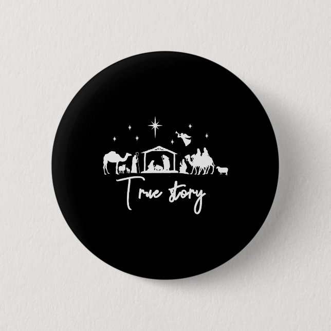 True story nativity christmas baby button (Front)