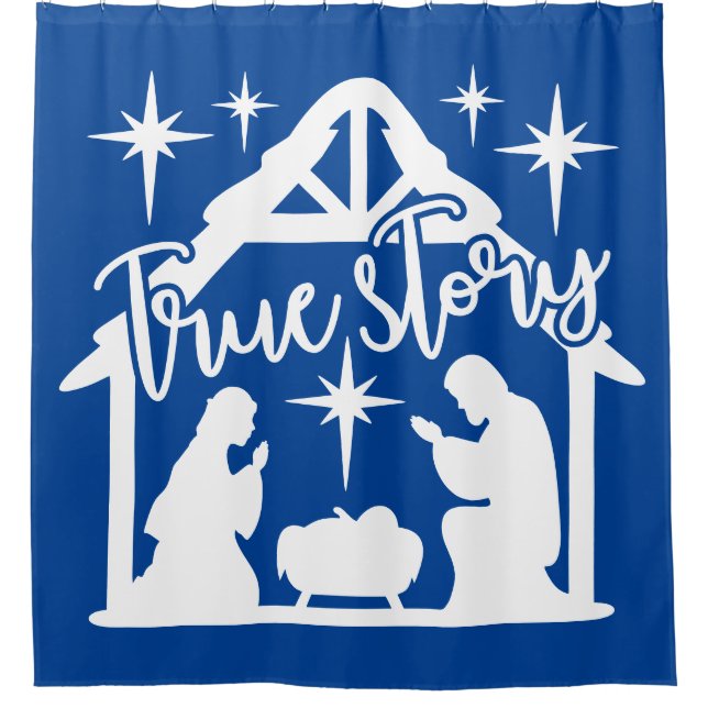 True Story Nativity Christmas Shower Curtain (Front)