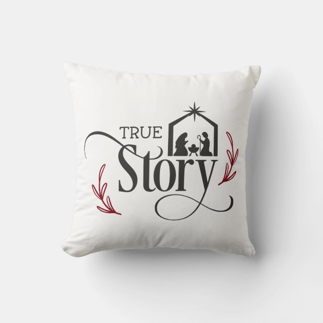 True Story Nativity Pillow (Front)