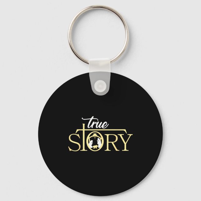 True Story Of Jesus Birth Christmas Nativity Chris Keychain (Front)