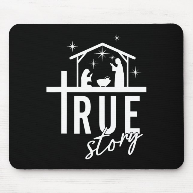 True Story Of Jesus Birth Christmas Nativity Scene Mouse Pad (Front)