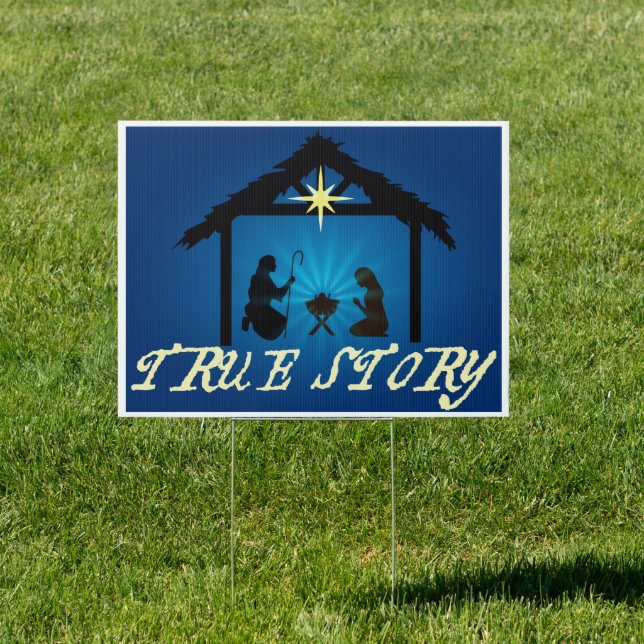 True Story of Jesus Birth Christmas Nativity Sign (Insitu)