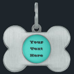 True Turquoise Blue Green Southwestern Solid Color Pet ID Tag<br><div class="desc">Bone Shaped Pet ID Identification Tag with customizable template Your Text Here typography printed with True Turquoise Blue Green Southwestern Solid Color background illustration and select products collection by TheFabricSeal print on demand shop at Zazzle.com #ZazzleMade https://www.zazzle.com/store/thefabricseal These custom Bone shaped pet tags are the perfect accessory for your four-legged...</div>