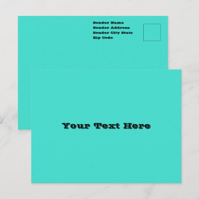 True Turquoise Blue Green Southwestern Solid Color Postcard (Front/Back)
