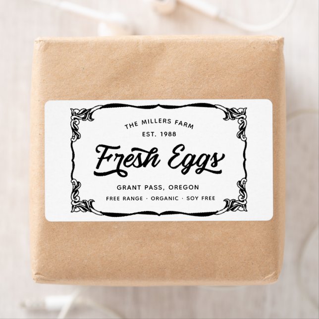 True Vintage Border Egg Carton Label (Insitu)
