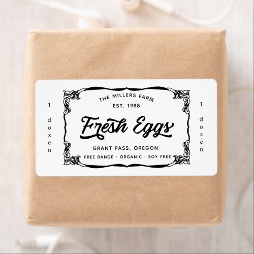 True Vintage Fresh Eggs Carton Label