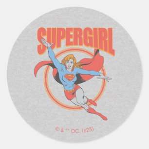 True Vintage Supergirl Flying Graphic Classic Round Sticker
